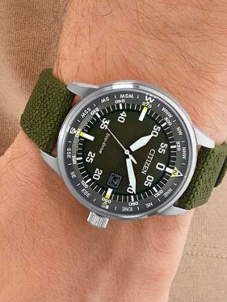 Citizen Eco-Drive Black Type B Dial Pilot Watch with Compass Markings #BM7390-22X