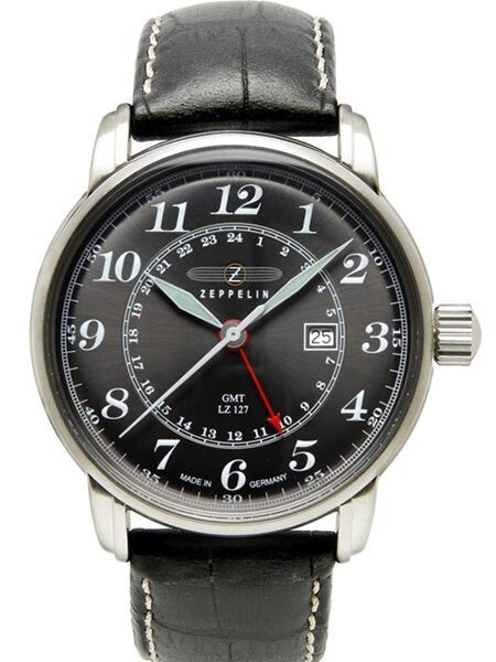 Graf Zeppelin Dual Time, GMT Watch  with Red 24-hr Hand. #7642-2