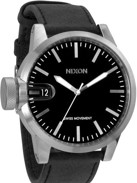 Nixon Chronicle Black Dial Swiss Quartz Watch with Oversize Left
