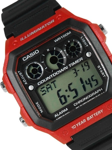 Casio Referee Timer Sport Watch with Stopwatch, 29 Time Zones #AE-1300WH-4AV
