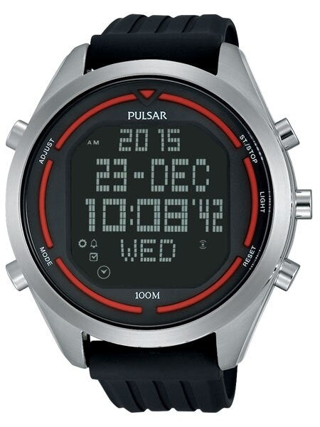 Pulsar Digital Quartz Watch with Countdown Timer, World Time, Alarm, and Stopwatch #PQ2045