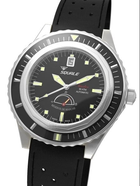 Squale Master Professional Swiss Automatic Dive watch with Power Reserve Indicator #MSTR-Black