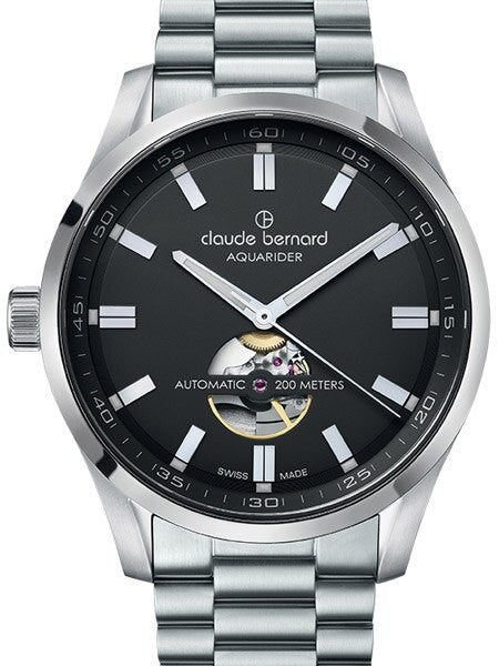 Claude Bernard Swiss Made Automatic Open-Heart Aquarider Watch #85026-3M-NV