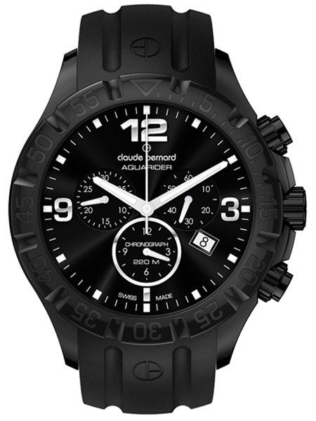 Claude Bernard Aquarider Black PVD Case Chronograph Dive Watch #10201-37N-NIN