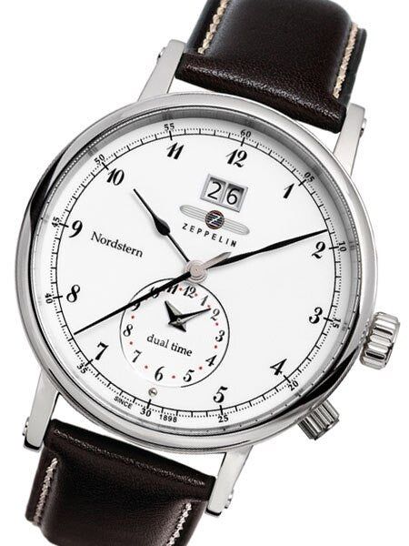 Graf Zeppelin NORDSTERN series, Dual Time Big Date Watch, White Dial #7540-1