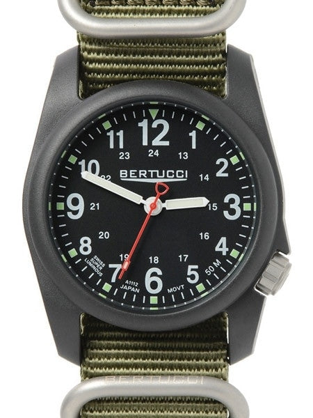 Bertucci DX3 Field Poly Resin Watch, Heavy Duty Nylon Strap, Black Dial - 11012