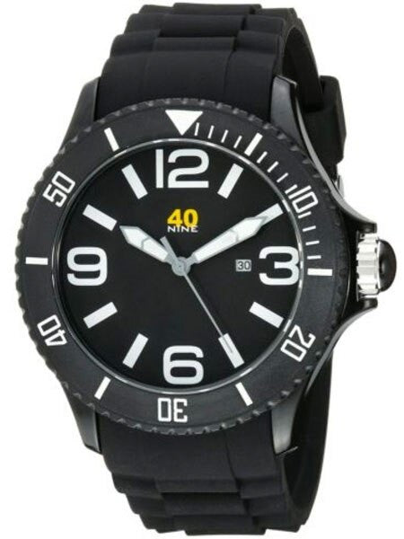40Nine Black Plastic 41.5mm Case with Black Silicone Rubber Strap #40NINE03-BLACK3