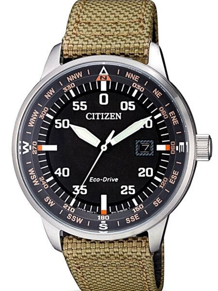 Citizen Eco-Drive Black Type B Dial Pilot Watch with Compass Markings #BM7390-14E