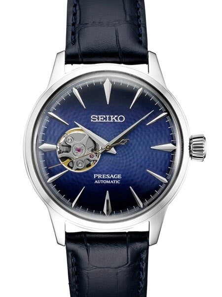 Seiko Presage Blue Automatic Dress Watch with Open Heart #SSA405