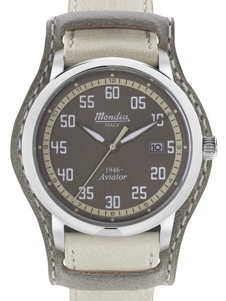 Mondia 1946 Aviator Quartz Watch with Bund-Style Strap #MI780SS-01BG-CP
