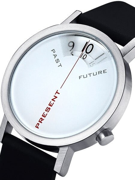 Projects 40mm Past, Present and Future Quartz Watch with Leather Strap  #7214L-40