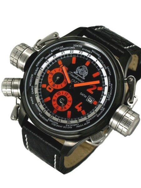 Scratch and Dent - Tauchmeister Worldtimer Watch with Alarm and Black Dial #T0195