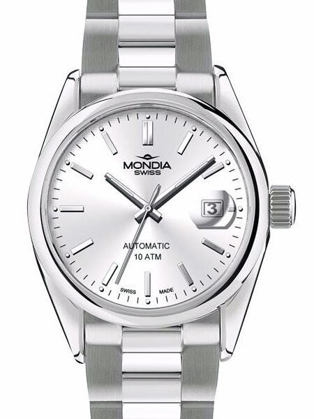 Mondia Swiss Automatic Watch with Radiant Silver Dial #MS-212-SS-01SL-OCM