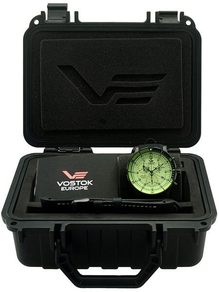 Vostok-Europe Anchar Mens Chronograph Dive Watch with Luminous Dial, Tritium Tube Illumination #5104243
