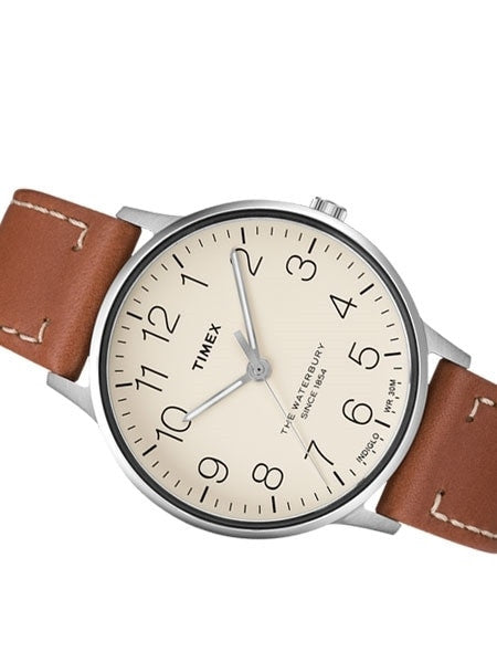 Timex 40mm Waterbury Quartz Watch with Cream Dial and INDIGLO Night-Light #TW2R25600ZA