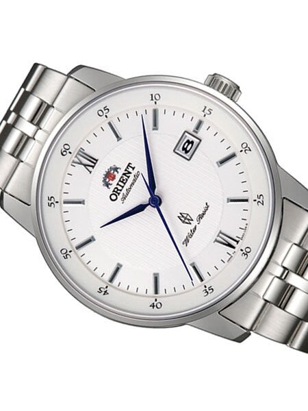 Orient Agent Automatic Dress Watch with Pin-Stripe White Dial and Sapphire Crystal #ER02003W