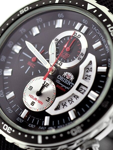 Orient Cayenne Sport Diver Chronograph Watch with Open Date Window and Tachymeter #TT0Q003B