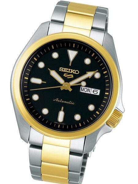 Seiko 5 Sports 24-Jewel Automatic Watch with Black Dial and Two-Tone Bracelet #SRPE60