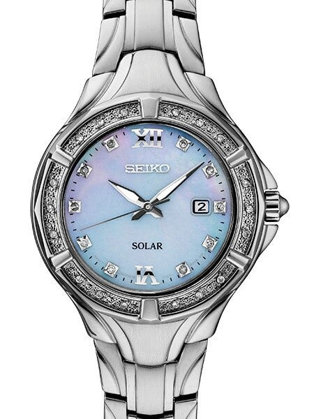 Seiko Women's Solar Dress Watch with 28 Diamonds and Mother of Pearl Dial #SUT371