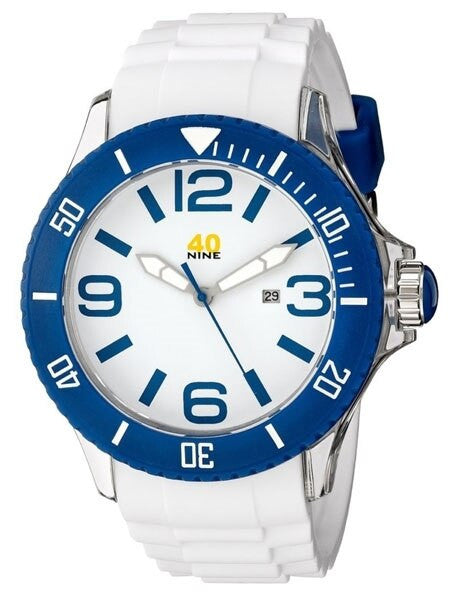 40Nine Clear Plastic 46mm Case with White Silicone Rubber Strap #40NINE02-BLUE3