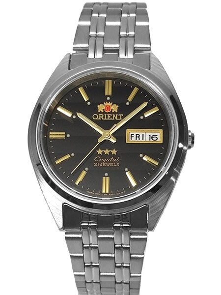 Orient Automatic Watch with Black Dial, Day-Date and SS Bracelet #AB0000DB