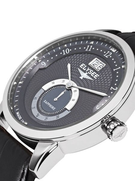 Elysee 41mm Mestor Swiss Quartz Dress Watch with Big Date and Sapphire Crystal #17003