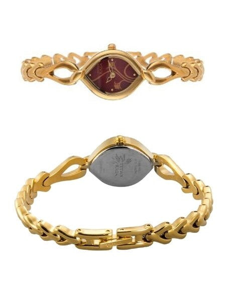 Titan Ladies Raga Jewelry Inspired Gold-Tone Quartz Watch with Bracelet #2455YM02