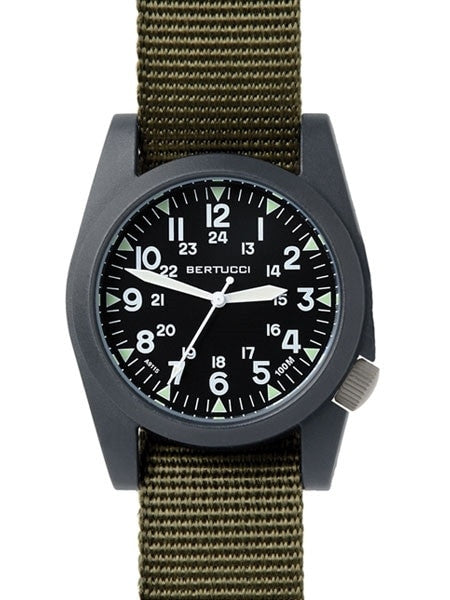 Bertucci A-3P Sportsman Vintage Field Watch with a 42mm Black Poly-Carbonate Case - 13351