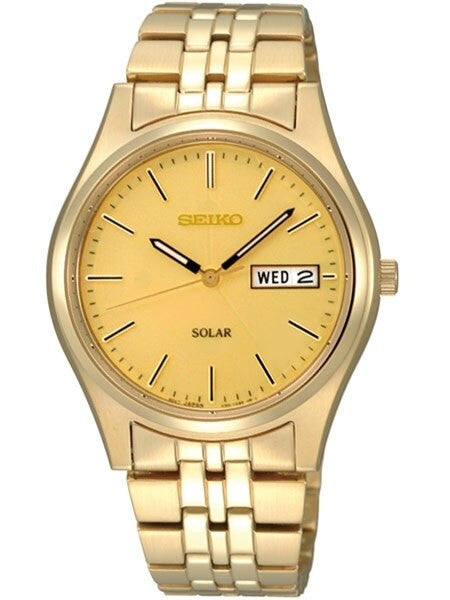 Seiko Core Series Solar Watch with 37mm Goldtone Case and Bracelet #SNE036