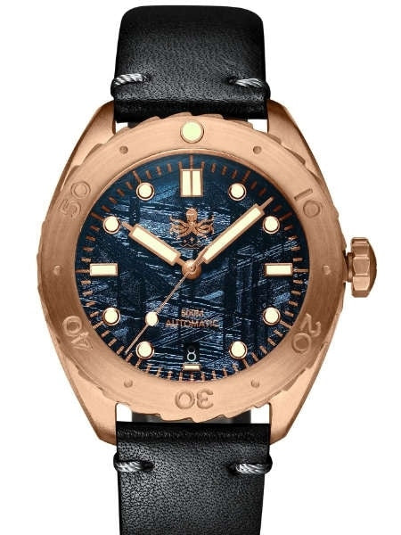 PHOIBOS Eagle Ray 500-Meter Swiss Automatic Dive Watch with Bronze Case, Blue Meteorite Dial #PY018E
