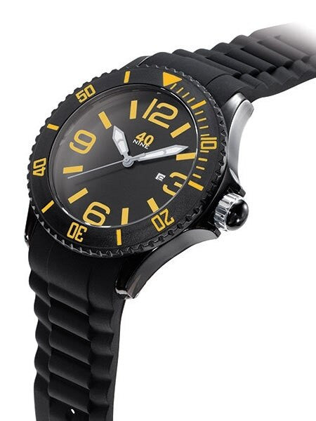40Nine Black Plastic 41mm Case with Black Silicone Rubber Strap #40NINE03-BLACK-O