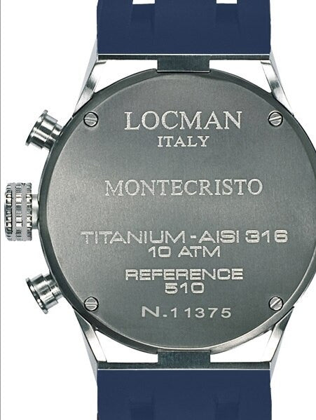 Locman Montecristo 100 Meter Quartz Chronograph Watch with 44mm Case #510WHBLBL