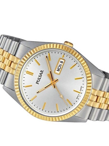 Pulsar Two-Tone Quartz Watch with 37mm Case, Silver Dial #PXF304