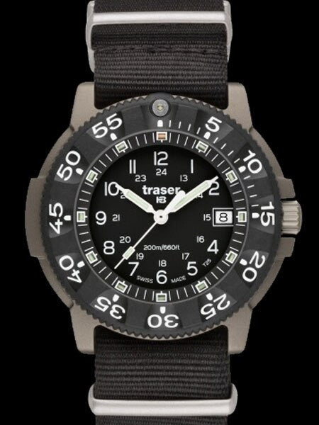 Traser Commander Military Titanium Watch with Sapphire Crystal, Carbon Fiber Bezel #P6506.430.32.02