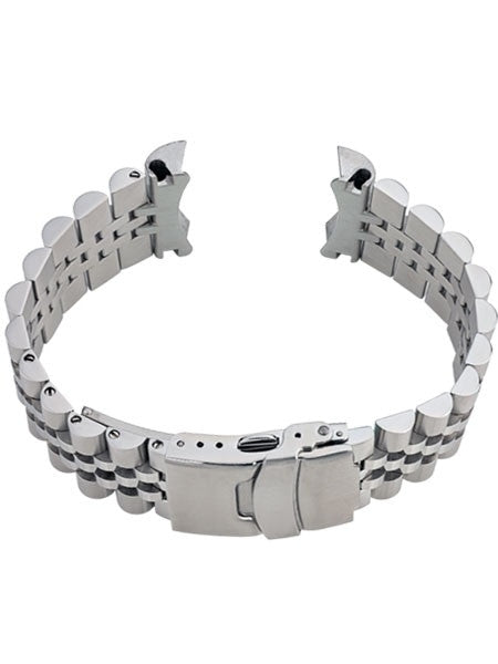 Islander 20mm Brushed and Polished Solid-Link Watch Bracelet for Seiko 5 SRPE Watches, Curved End #BRAC-10