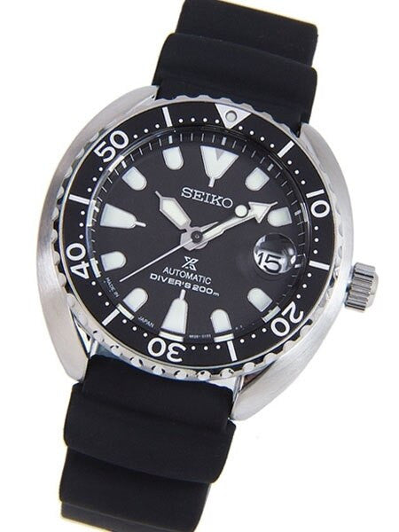 Seiko Baby Turtle Prospex Automatic Dive Watch with Black Dial and Silicone Dive Strap #SRPC37J1