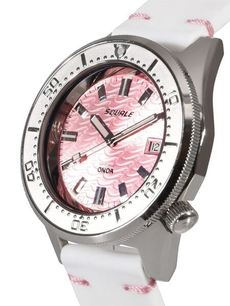 Squale 500 Meter Swiss Made Automatic Dive Watch with Pink Wave Dial  #1521-PK