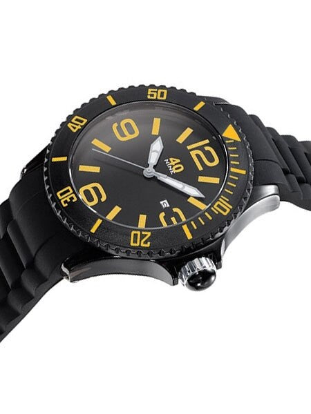40Nine Black Plastic 41mm Case with Black Silicone Rubber Strap #40NINE03-BLACK-O