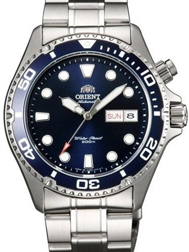 Scratch and Dent - Orient Blue Ray 21-Jewel Automatic Dive Watch on a Bracelet #CEM65009D (Blue Ray)