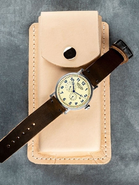Brillier 43mm Americana Chapter 2 Railroad Automatic Watch with Horween Leather Strap #BR-13