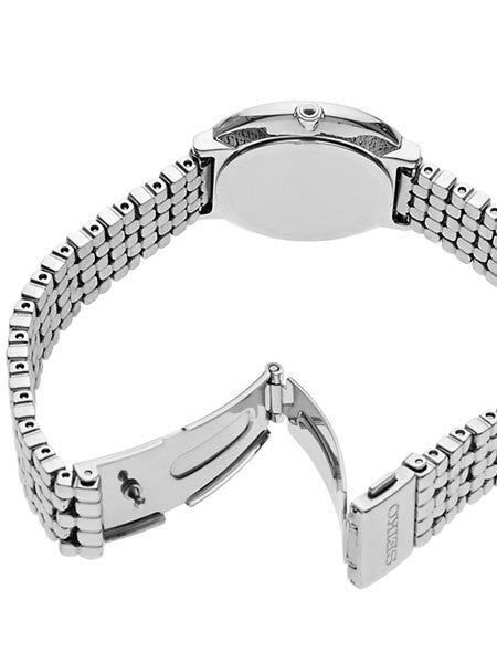 Seiko Tressia Solar Dress Watch with with 36 Diamonds, Mother of Pearl Dial #SUP373