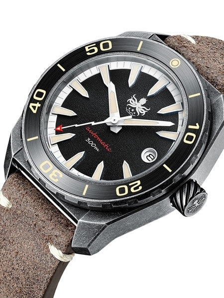 PHOIBOS Black Proteus 300-Meter Automatic Dive Watch with AR Double Dome Sapphire Crystal #PY028C