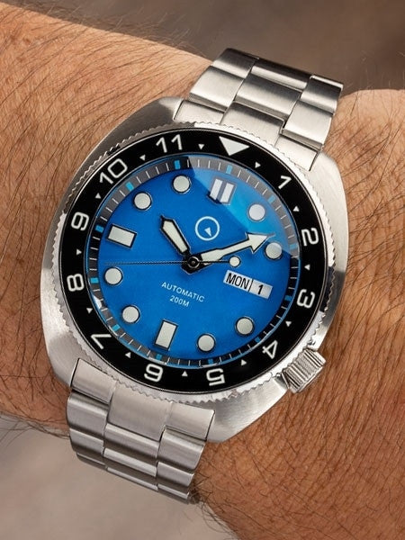Islander Dual-Time Automatic Dive Watch with AR Double Dome Sapphire Crystal, and Luminous Ceramic Bezel Insert #ISL-31