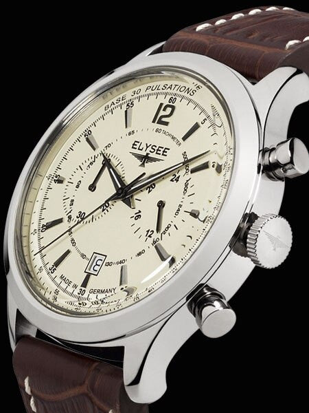 Elysee 43mm Artos Quartz Chronograph Watch with 60-minute Stopwatch #18003