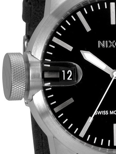 Nixon Chronicle Black Dial Swiss Quartz Watch with Oversize Left