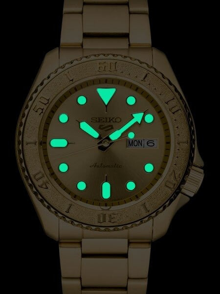 Seiko 5 Sports 24-Jewel Automatic Watch with Goldtone Case, Dial, Bracelet #SRPE74