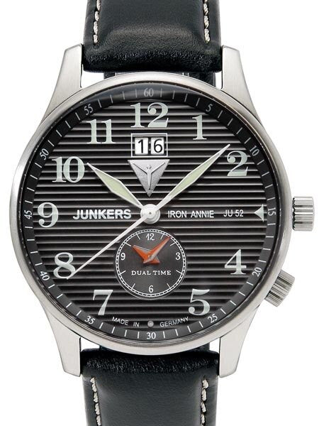 Junkers Iron Annie Big Date, Dual Time Watch with Corrugated Dial