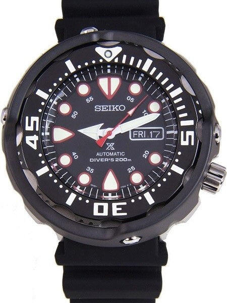 Seiko Prospex 24-Jewel Automatic Black PVD Dive Watch with Case Shroud #SRP655