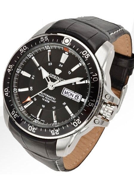 J. Springs Automatic 21-Jewel Sport Watch with Day and Date, Black Dial #BEB097