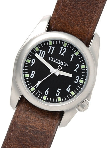 Bertucci Ventara Stainless Steel Field Watch with a USA Horween leather Strap #11075